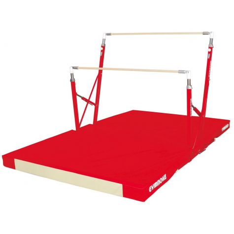 COMPACT ASYMMETRIC BARS - FOLDING FEET - WITH TRANSPORT TROLLEYS AND FOLDING MAT